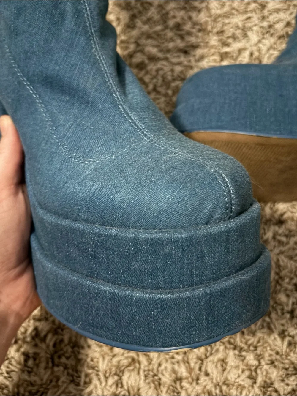 Steve Madden Denim-Look Blue Platform Over-the-Knee Boots